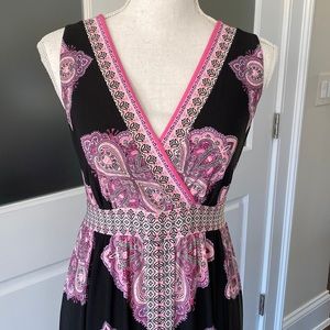 INC Black/Pink Maxi Dress